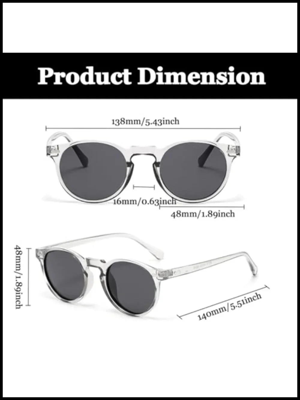 Round Polarized Sunglasses for Small Face Retro UV400 Protection Plastic Frame